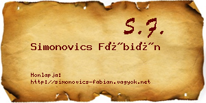 Simonovics Fábián névjegykártya